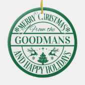 Happy Holidays Custom Christmas Family Keepake Keramik Ornament (Hinten)