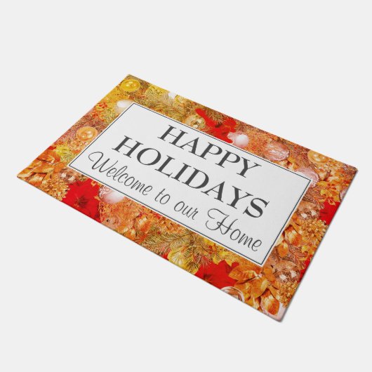 HAPPY HOLIDAYS Custom Christmas Fußmatte (Schrägansicht)