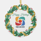 Happy Holidays Custom Company Logo Weihnachten Keramik Ornament (Vorne)