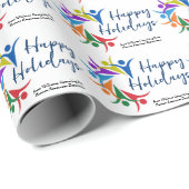 Happy Holidays Custom Company Rainbow Christmas Geschenkpapier (Rolleneckpunkt)