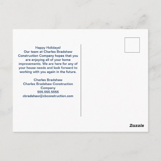 Happy Holidays Custom Construction Company Sunset Postkarte (Rückseite)