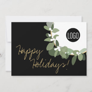 Happy Holidays Custom Corporate Logo Wreath Feiertagskarte