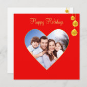 Happy Holidays Custom Family Heart on Red (Vorne/Hinten)