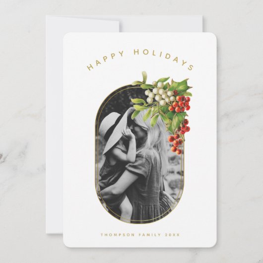 Happy Holidays Custom Foto Familienweihnachtskarte (Vorderseite)