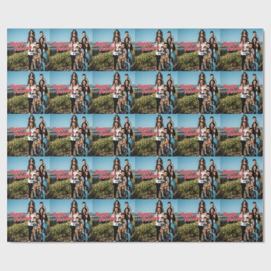 Happy Holidays Custom Foto Geschenkpapier (Flach)