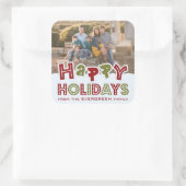 Happy Holidays Custom Foto & Name Aufkleber (Tasche)