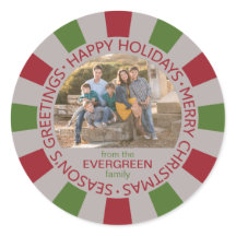 Happy Holidays Custom Foto & Name Aufkleber