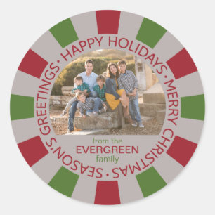 Happy Holidays Custom Foto & Name Aufkleber