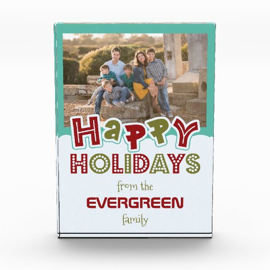 Happy Holidays Custom Foto & Name Foto Block (Vorderseite)
