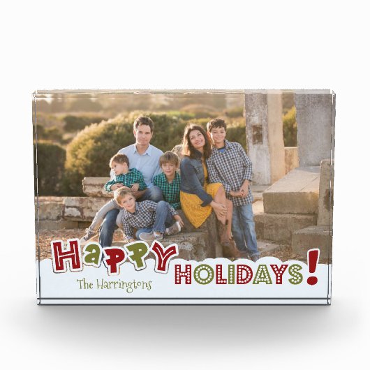 Happy Holidays Custom Foto & Name Foto Block (Vorderseite)