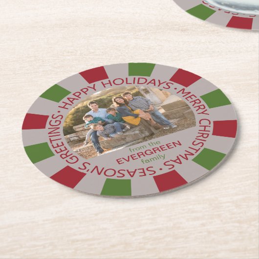 Happy Holidays Custom Foto & Name Untersetzer (Angewinkelt)