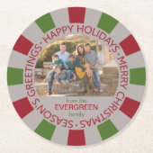 Happy Holidays Custom Foto & Name Untersetzer (Vorderseite)