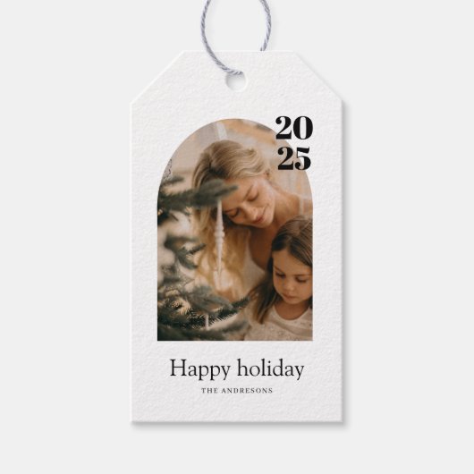 Happy Holidays Custom Foto | Personalisiert Geschenkanhänger (Vorderseite)