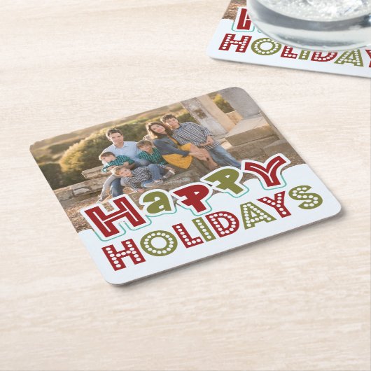 Happy Holidays Custom Foto Untersetzer (angewinkelt)
