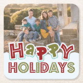 Happy Holidays Custom Foto Untersetzer (Vorderseite)