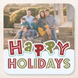 Happy Holidays Custom Foto Untersetzer