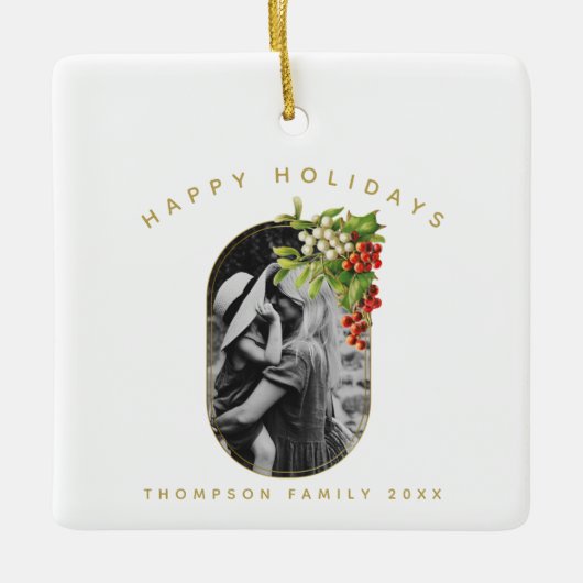 Happy Holidays Custom Foto Weihnachten Keramikornament (Vorderseite)