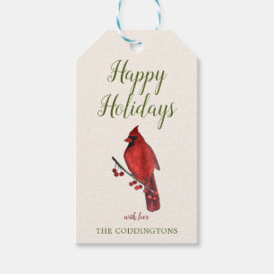 Happy Holidays Custom Kardinal Geschenktags Geschenkanhänger