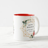 Happy Holidays Custom Message Christmas Wreath Zweifarbige Tasse (VorderseiteRechts)