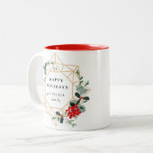 Happy Holidays Custom Message Christmas Wreath Zweifarbige Tasse (Vorderseite Links)
