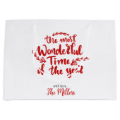 Happy Holidays Custom Red and White Xmas Große Geschenktüte (Vorderseite)