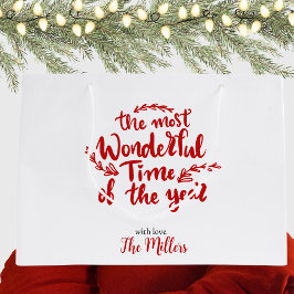 Happy Holidays Custom Red and White Xmas Große Geschenktüte
