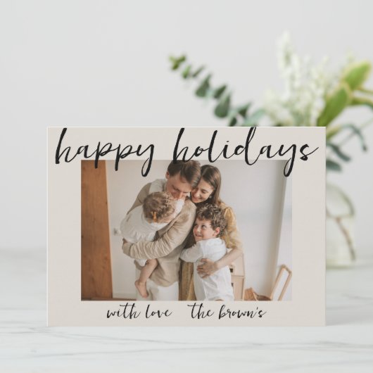 HAPPY HOLIDAYS CUSTOMIZABLE EINFACHE CHRISTMAS CAR EINLADUNG (Stehend Vorderseite)