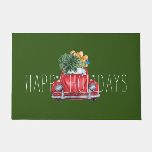 Happy Holidays Customizable Red Car Fußmatte (Vorderseite)