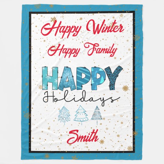 Happy Holidays Customize Fleecedecke (Vorderseite)