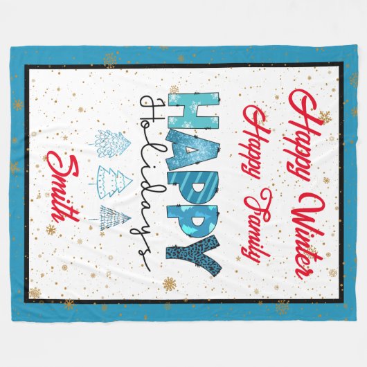 Happy Holidays Customize Fleecedecke (Vorderseite (Horizontal))