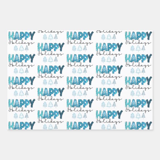 Happy Holidays Customize Geschenkpapier Set (Vorderseite)
