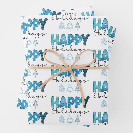 Happy Holidays Customize Geschenkpapier Set (Beispiel)