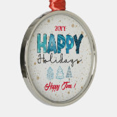 Happy Holidays Customize Ornament Aus Metall (Rechts)