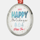 Happy Holidays Customize Ornament Aus Metall (Links)