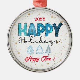Happy Holidays Customize Ornament Aus Metall