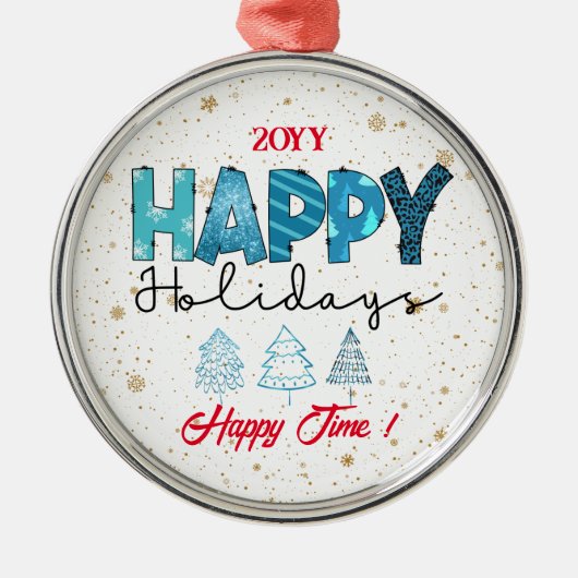 Happy Holidays Customize Ornament Aus Metall (Vorne)