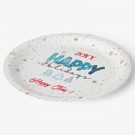 Happy Holidays Customize Pappteller (Schrägansicht)