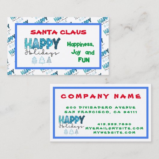 Happy Holidays Customize Visitenkarte (Vorne/Hinten)