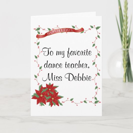 Happy Holidays Dance Teacher Card Feiertagskarte (Vorderseite)
