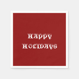Happy Holidays Dark Red Paper Napkin Serviette
