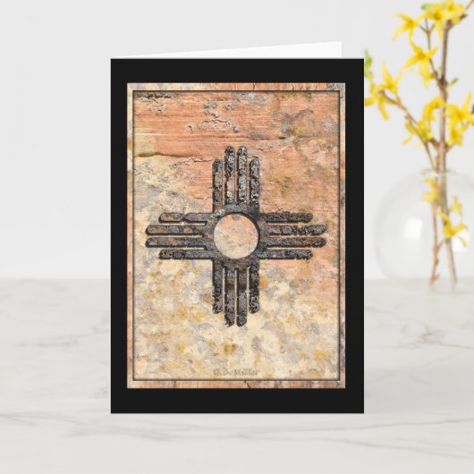 Happy Holidays - Das Zia-Sun-Symbol in New Mexico Karte (Gelbe Blume)