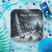 Happy Holidays Dee im Winterwald Pappteller (Party)