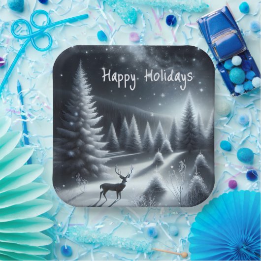 Happy Holidays Dee im Winterwald Pappteller (Party)