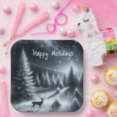 Happy Holidays Dee im Winterwald Pappteller (Party)