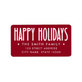 Happy Holidays deep red return address Adressaufkleber (Vorne)