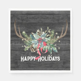 Happy Holidays Deer Antlers with Lights Serviette