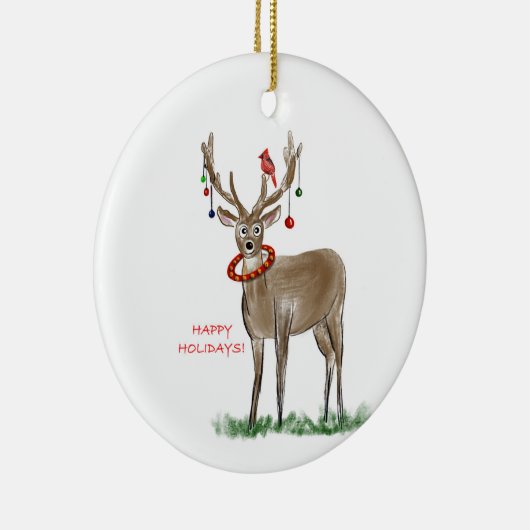 Happy Holidays Deer Ornament (Rechts)