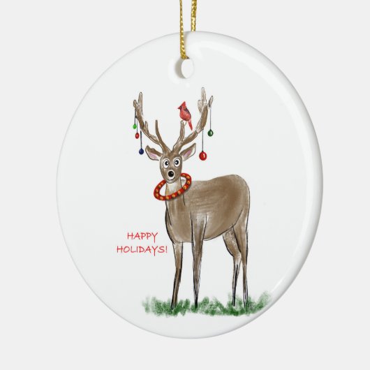 Happy Holidays Deer Ornament (Links)