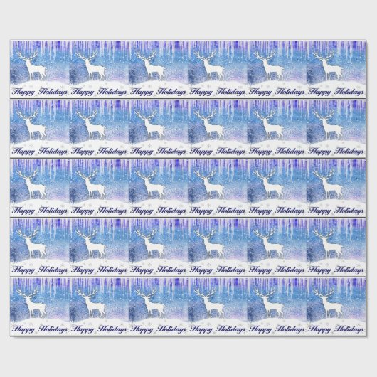 Happy Holidays Deer Scene Geschenkpapier (Flach)