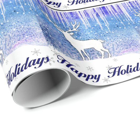 Happy Holidays Deer Scene Geschenkpapier (Rolleneckpunkt)